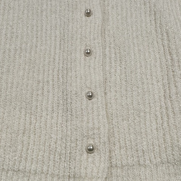 Vintage Ivory Cream Cardigan Pearl Buttons Cottagecore Romantic Old Money Layer - Picture 4 of 10